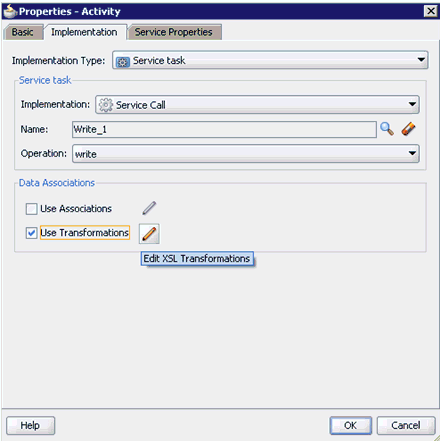 Properties - Activity dialog