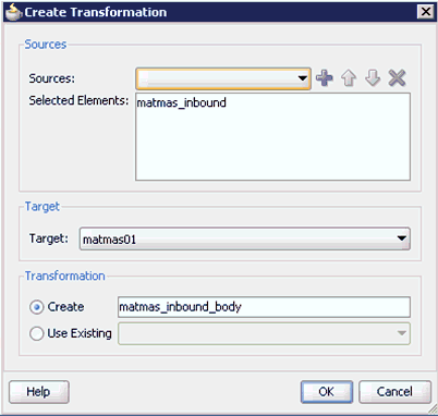 Create Transformation dialog