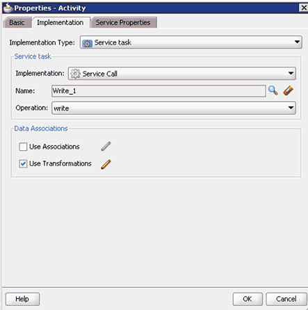 Properties - Activity dialog