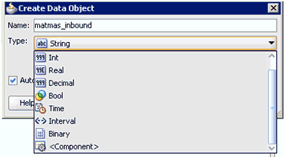 Create Data Object dialog