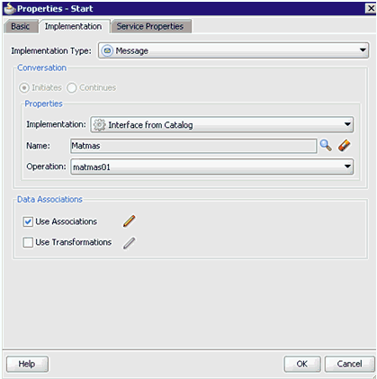 Properties - Start dialog