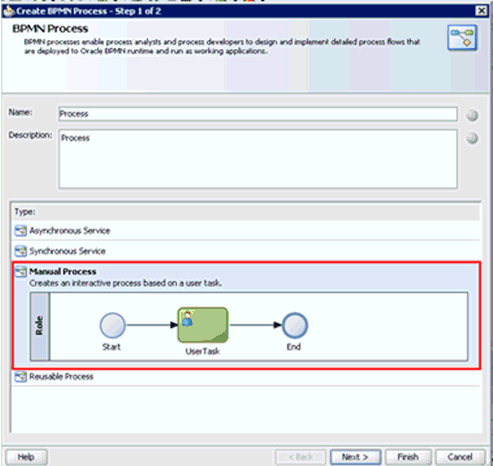 Create BPMN Process dialog