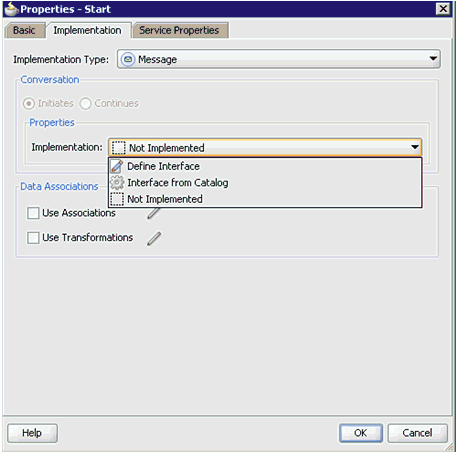 Properties - Start dialog