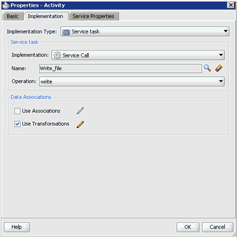 Properties - Activity dialog