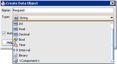 Create Data Object dialog