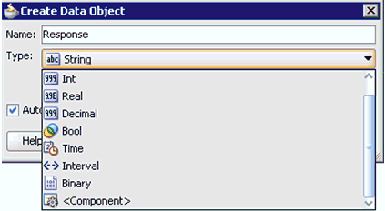 Create Data Object dialog