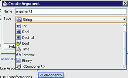Create Argument dialog