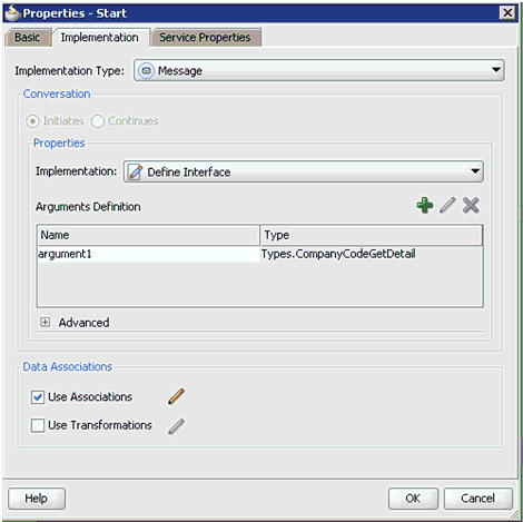 Properties - Start dialog