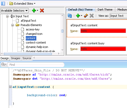 Input Text Component&rsquo;s Skin Selector