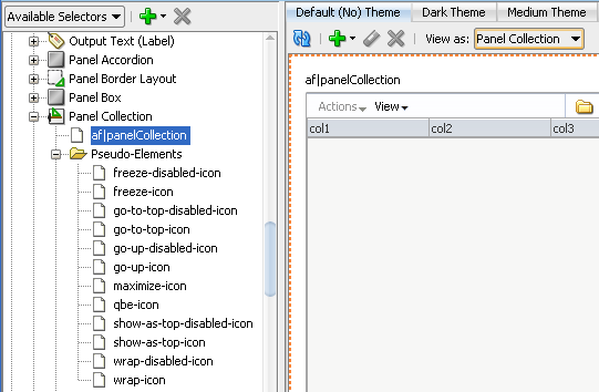 Panel Collection Pseudo-Elements for Icon Images
