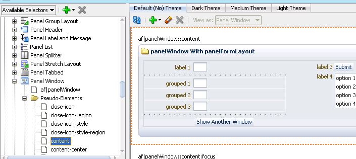 Panel Window Component&rsquo;s content Pseudo-Element