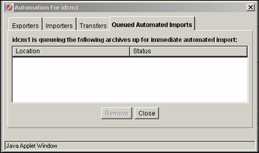 Automation screen Queued Automated Imports tab.