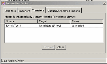 Automation screen Transfers tab.
