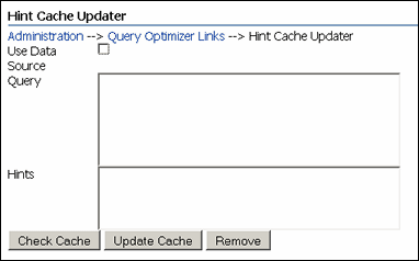 Hint Cache Updater screen without data source