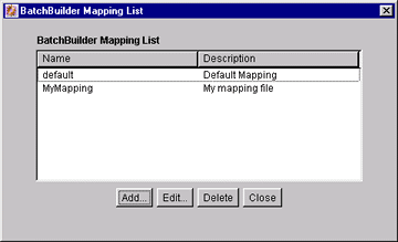 BatchBuilder Mapping List screen