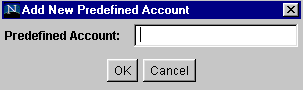 Add New Predefined Account screen