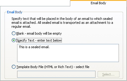 Email Body tab