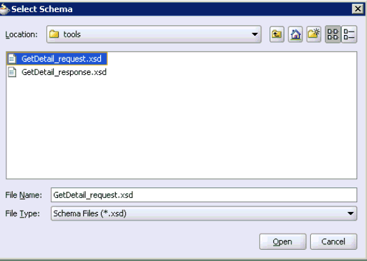 Select Schema dialog