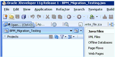 JDeveloper toolbar