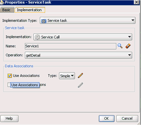 ServiceTask dialog