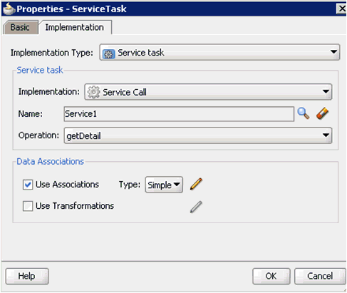 ServiceTask dialog