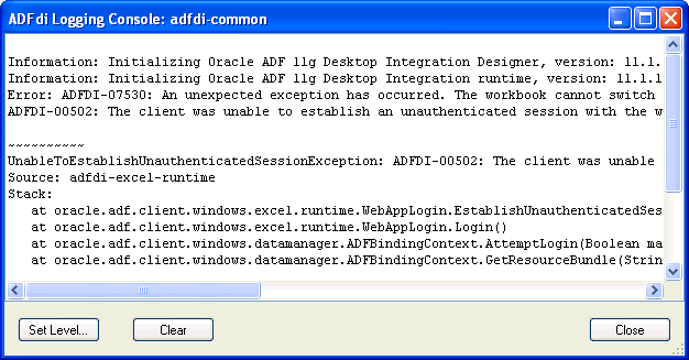 ADFdi logging console window