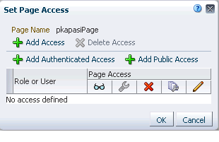 Set Page Access dialog