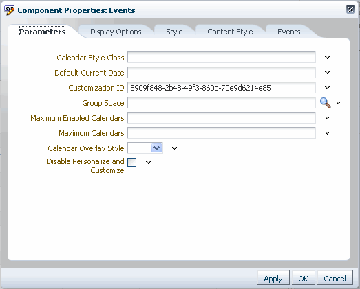 Component Properties dialog