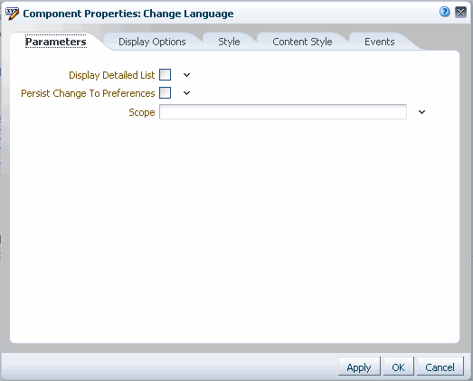 Change LanguageTask Flow - Component Properties