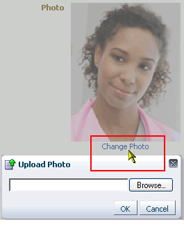 Change Photo link and Upload Photo dialog