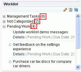 Numbers next to Worklist groups