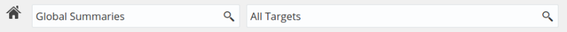 Home button and two Target Selector drop-down menus, Global Summaries and All Targets.