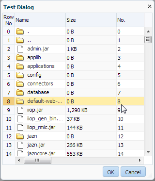 dialog with table