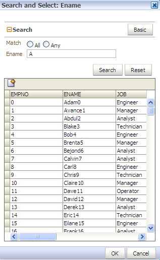 search and select in inputListOfValue component