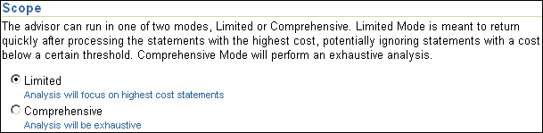 Description of sql_access_advisor_mode.gif follows Description of sql_access_advisor_mode.gif follows