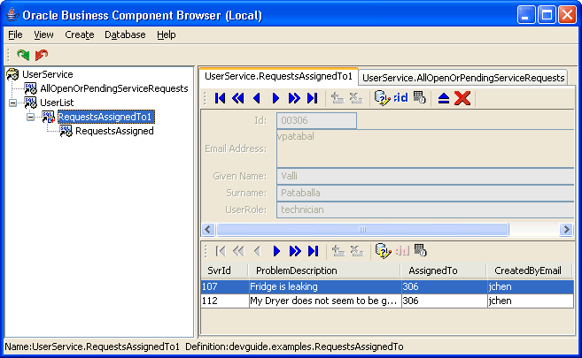 ANeBuEf[^Ef̂Business Component Browser̐}