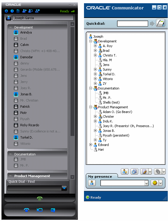 Oracle Communicator�̃��C���E�E�B���h�E