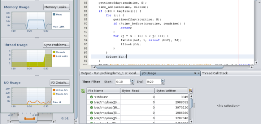 I/O Usage tool selecting interval for parallel demo