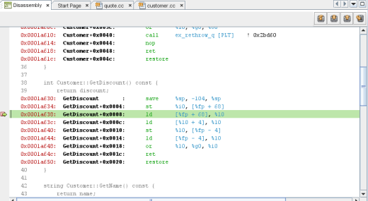 Disassembly window