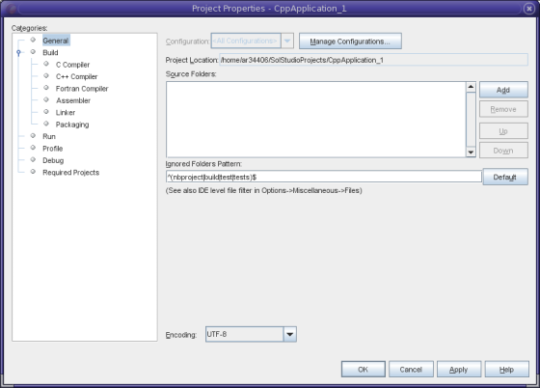 Project Properties dialog box