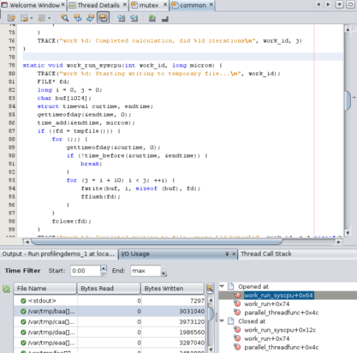 I/O Usage tool functions and source