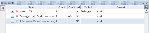Breakpoints window