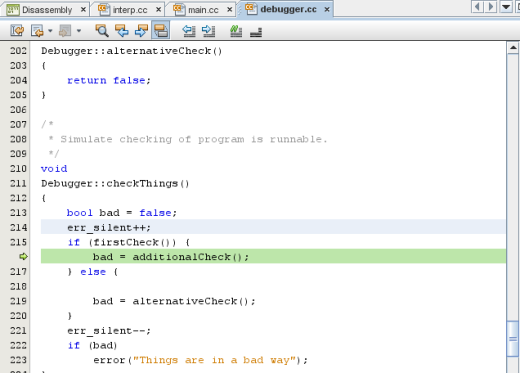 Editor window showing err_silent++ moved