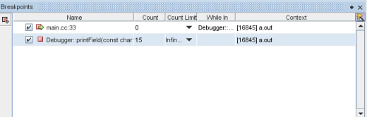 Breakpoints window