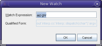 New Watch dialog box
