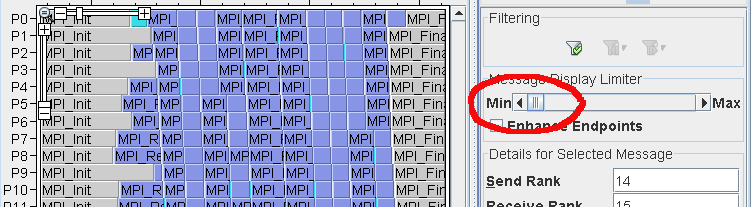 MPI Timeline with Message Slider
