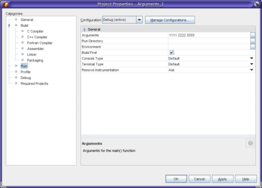 Project Properties dialog box