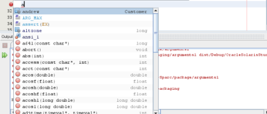 Code completion list