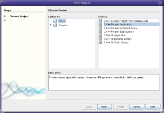 New Project wizard