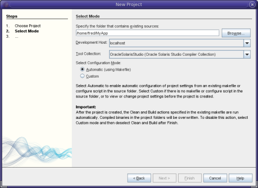 New Project wizard